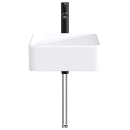 Lavabo de baño negro mate antihuellas con grifo para evitar salpicaduras 6