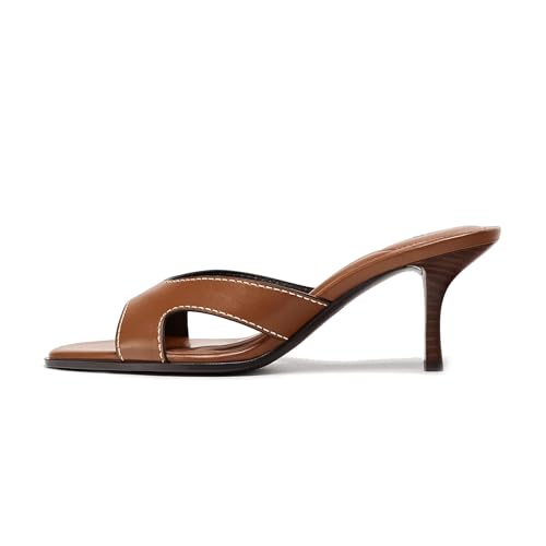 Women’s Clear Strap Chic Heeled Mules Transparent PVC Slip-on Sandals Party Dress Evening Nude Kitten Heels