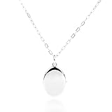 Modern Moments Locket Necklace For Women - Oval Locket Pendant Necklace With Picture Inside (Silver, 16-18')