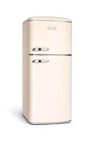 DMDK DKC2 Independiente Refrigerador/Congelador, 206 L Contenido neto, 4 estantes ajustables, bandeja grande para verduras, crema, clase energética E