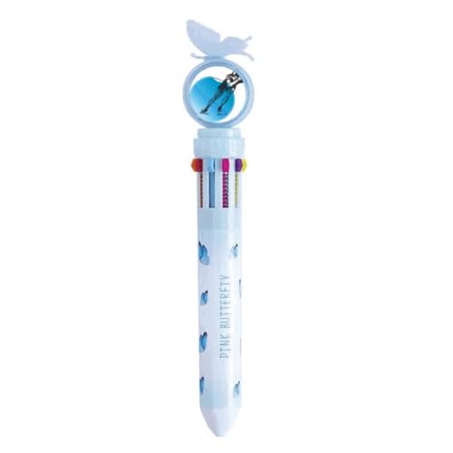 Stylo bille rétractable multicolore aquarelle bleu sports d'hiver