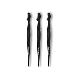 Japonesque Brow Touch Up Razors with Ultra-Sharp Stainless Steel Blades, for Removal of Unwanted Facial Hair and Peach Fuzz, Protective Blade Cover for Safe Storage Included