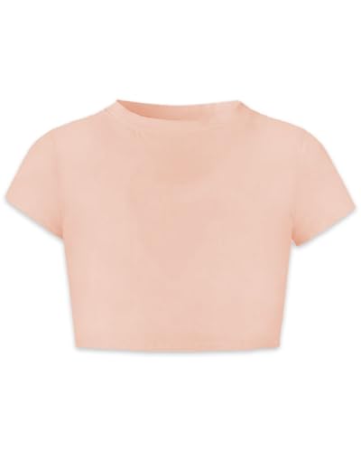 Image of Betusline Girls & Women Basic Summer Short Sleeve Slim Fit T-Shirts Soft Crewneck Crop Y2k Tee Cute Gym Fashion Clothes