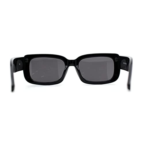 Womens Mod Retro Rectangle Minimal Plastic Sunglasses4