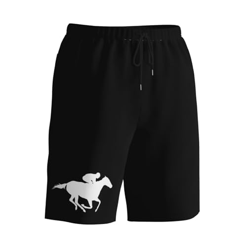 Horse Racing Silhouette Men's Quick-Dry Board Shorts 7" - Swim Trunks Summer Hawaii Beach3