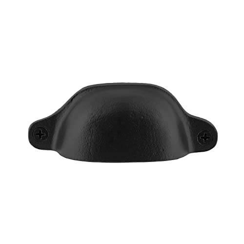 Image of Ageless Iron Castle Cabinet Cup Pull, 3-Inch, Matte Black Iron