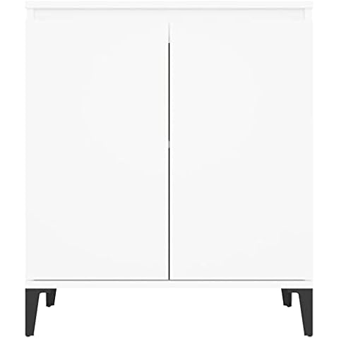 Susany Sideboard mit 2 Türen, Kommode Anrichte Mehrzweckschrank Schrank Spanplatte Weiß 60x35x70 cm Cover