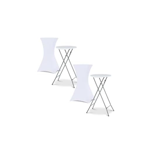 IDMarket - Lot de 2 Tables Hautes Pliantes 105 CM et 2 Housses Blanches