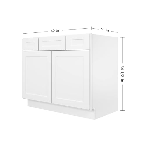 Image of Furinno Shaker 2-Drawer Bath Vanity Cabinet Without Top, Ready to Assemble, 21 D x 42 W x 34.5 H, White
