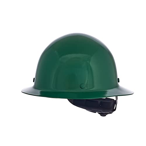 Msa 475411 Skullgard Full-Brim Hard Hat With Fas-Trac Iii Ratchet Suspension, Non-Slotted Hat, Made Of Phenolic Resin, Radiant Heat Loads Up To 350F - Standard Size In Green #TOP2