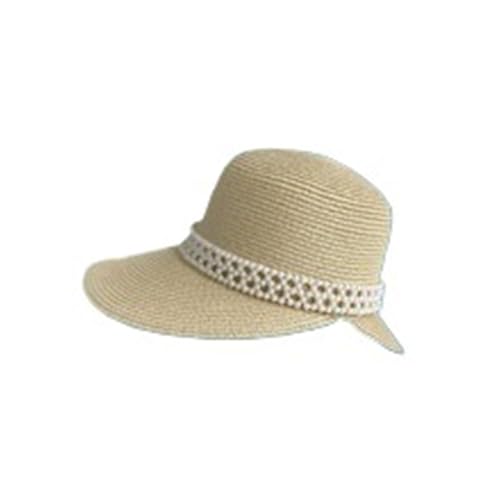 Chapeau de paille femme lot de 2 capelines respirantes perlées pour l'été
