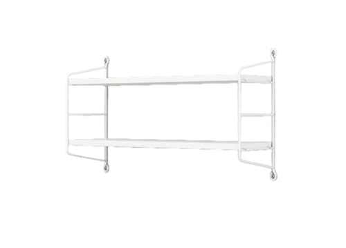 Farigrut ウォールシェルフ 三段/二段/一段木製壁棚木製 飾り棚 高さ調整可能 収納棚 おしゃれでナチュラル 3種類の方法で取り付け 鉄棚 荷重強 北欧スタイル (ホワイト,2層)