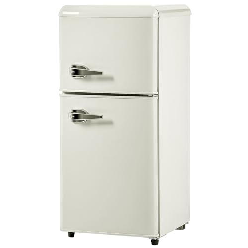 Frigorífico Con Congelador 22L,Combinación De Frigorífico-Congelador 60L,86,8Cm De Alto,45,5Cm De Ancho, Diseño De Doble Puerta,102Kwh/Año,7 Ajustes De Temperatura,Iluminación LED,White