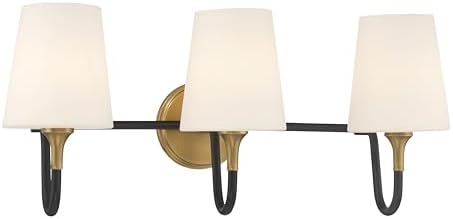 Minka-Lavery Brienne 24.5" 3-Light Vanity - Legacy Brass and Dark Matte Black with Etched White Glass (Bulb Not Included)