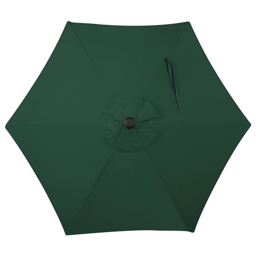 Image of Blissun 7.5 ft Patio Umbrella, Yard Umbrella, Outdoor Market Umbrella with Push Button Tilt Crank, Dark Green
