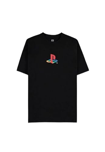 Playstation Logo Uomo T-Shirt Nero L 100% Cotone Regular