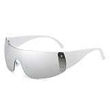 FOOOZ Occhiali da sole punk di lusso Occhiali da sole firmati da donna One Piece UV400 Occhiali da vista unisex Occhiali da vista, argento bianco, come mostrato