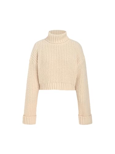 CIDER Turtleneck Sweater Women Long Sleeve Knit Pullover Tops Casual Solid Color Regular Fit Crew Neck Sweaters