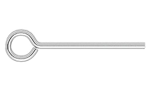 Eye Pin, 100 Silver Plated Brass 1 Inch Long 21 Gauge Standard Eye Pin
