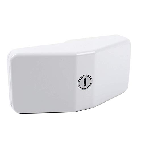 Antirrobo, bloqueo de puerta para caravana y autocaravana, acero, 8 x 17 x 6 cm, color blanco, placa de montaje