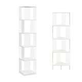 YATINEY 5-Tier Rotating Bookshelf and 5-Tier Corner Shelf Bundle, Tall Narrow Space-Saving Bookcase for Bedroom
