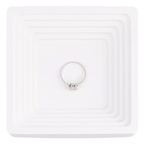 Fingerinspire Plaster Jewelry Dish Cosmetics Trinket Tray (Square, 4X4X0.9 Inch) White Ring Holder Organizer Plate Key Tray Diy Craft Plaster Home Decor Photography Props Wedding Birthday Gift #TOP9