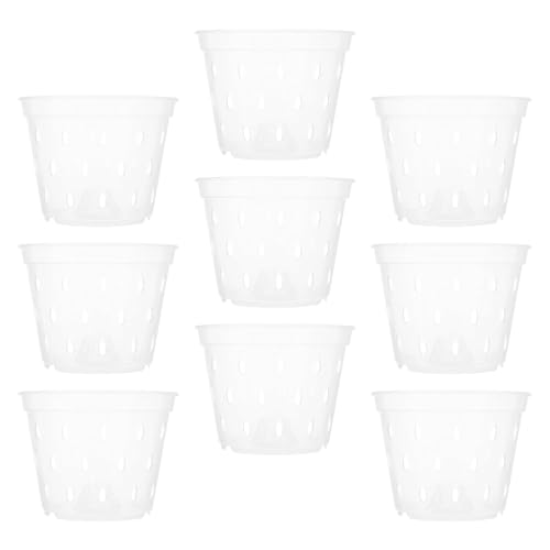 Anneome Macetas Transparentes para Orquídeas de 15 CM Paquete de 9 Unidades Plástico Reciclable con Orificios de Drenaje Ideales para Vivero Suculentas y Jardinería Interior