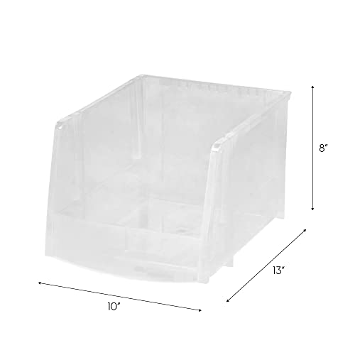 Image of IRIS USA Clear Plastic Stackable Storage Bins, X Large- 4 Pack, Open Front Fridge Pantry Kitchen Closet Cabinet Bathroom Organizer Basket for Organizing Snack, Cans, Office Supplies, and Coffee Pods