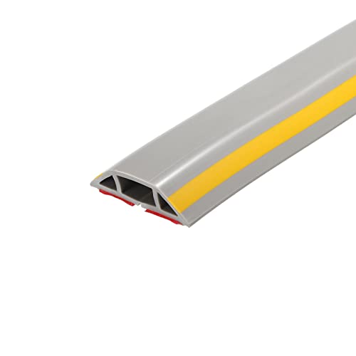 PATIKIL Protector de Cable Cubierta para Piso Canaleta 3.3ft Amarillo Gris Autoadhesiva para Gestión de Cables en Casa y Oficina 0.55" Ancho x 0.28" Alto miniatura 1