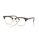Ray-Ban RX5154 Clubmaster Square Prescription Eyewear Frames, Havana On Gold/Demo Lens, 51 mm