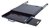 RSF1111BK21F4K3S 1U Compact Rack Mount Keyboard Drawer with Retractable Mouse pad for Either Right or Left Hand Operator Supports 2 Post and 4 Post Rack from 24 inch up to 31 inch Depth Rack Cabinet