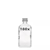Flaschenland - 180er Set 50 ml Taschenflaschen, rechteckig, aus Glas, ideal für Liköre, Spirituosen und andere Produktproben