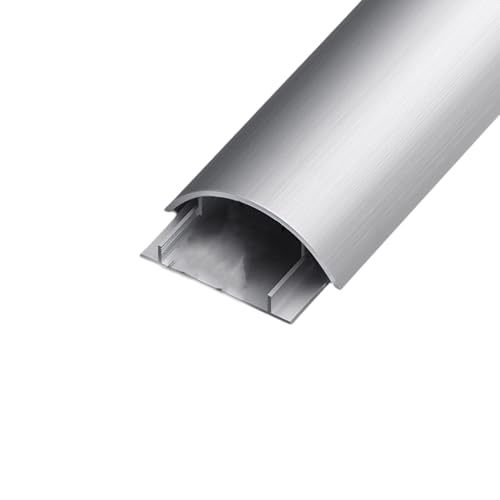 Goulotte Passe Cable Sol,Conduit De CâBle,Cache-CâBle De Sol,Demi-Rond Goulottes De CâBles,Auto-AdhéSif Canal De CâBle pour Sol,Goulotte Electrique Exterieur,Alliage D'Aluminium