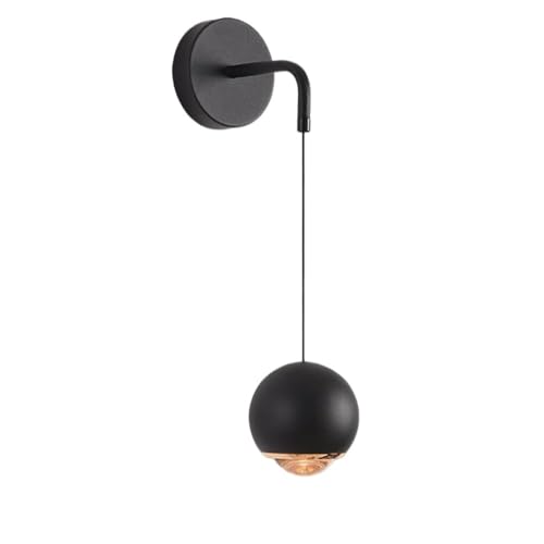 Aplique pared moderno minimalista esfera negra ajustable con cuerpo hierro y aluminio, lámpara pared tres colores for dormitorio y sala estar.