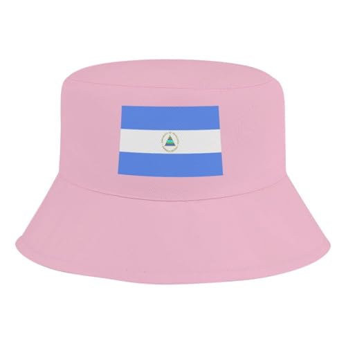 Kids Sun Hat Republic of Nicaragua Flag Bucket Hat for Girls & Boys,Lightweight Nylon Packable Fun & Cool Reversible