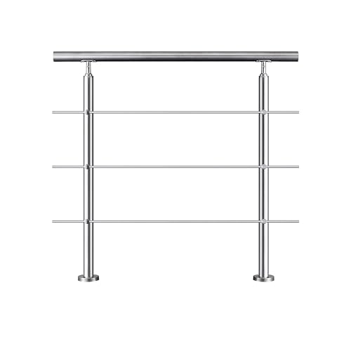 Garde-corps avec main courante 100cm en inox 304 avec 3 traverses pour intérieur et extérieur