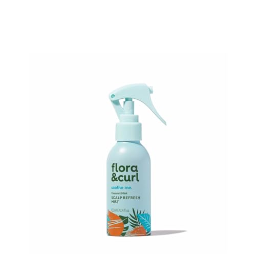 Flora & Curl Coconut Mint Scalp Refresh Mist | Soothing Botanical Scalp Spray with Coconut Water, Witch Hazel, White Willow Bark, Aloe Vera & Peppermint Oil | For Dry & Flaky Scalps | 100ml