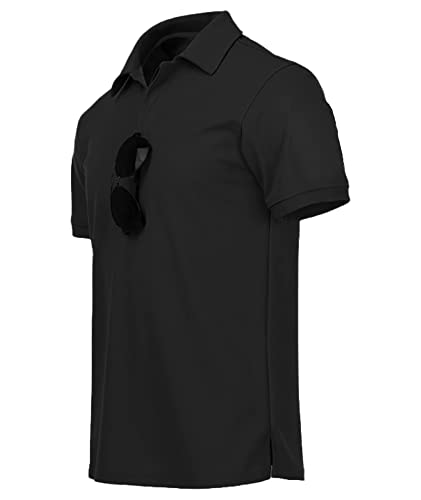 Lldress Polo Shirts For Men Short Sleeve Casual Golf Sports Tennis T-Shirt, Black L #TOP3