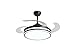 Pepeo Ventilador de techo Ganuwa con iluminación LED, incluye mando a distancia, dispone de un innovador mecanismo de plegado y desplegado de las alas [60 vatios], Negro
