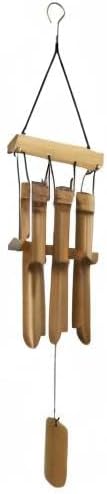Miniatura 7 de Carillón de viento de bambú para exteriores, 6 pequeños tubos de campana de bambú para decoración del hogar al aire libre o interior, sonido