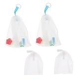WRITWAA 4pcs Facial Exfoliating Meshes Soap Foaming Bags for Face Wash Net Pouches for Dense Bubble Making Comfortable Texture Suitable for All Skin Types with Mini Sponge Flower Design