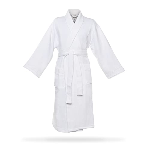 CHADSWORTH & HAIG Pure Elegance Cotton & Modal Diamond Jacquard Bathrobe - Soft, Silky Feel - Men, Women, Unisex