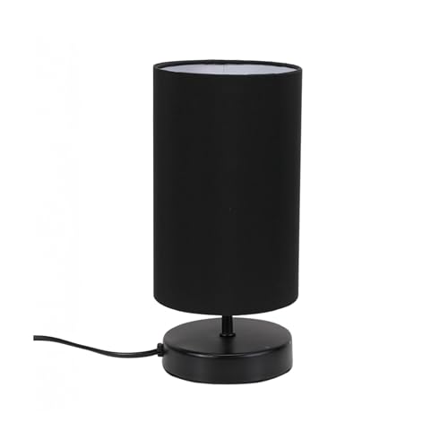ValueLights | Matt Black Cylinder Touch Dimmer Table Lamp with Black Fabric Shade | Table Lamps Home Décor & Improvement Essential
