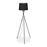 Relaxdays Stehlampe Dreibein, Tripod Lampe mit Stoffschirm, Stehleuchte E27, Standlampe, H x D: 158 x 61 cm, schwarz, 10034527