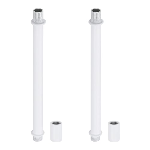 Image of PATIKIL Straight Pipe Lamp Stems Rod Kit, 2 Set M10 Carbon Steel 140mm(5.51 inch) Long Double End Thread Rod with Coupling Nuts Sleeve Connector for Table Lamps Chandeliers,White