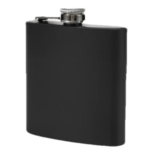 Termo de whisky de acero inoxidable para hombre, portátil, botella ligera negra mate, licor de alcohol compacto de larga duración, petaca compacta a prueba de fugas para acampar al aire libre