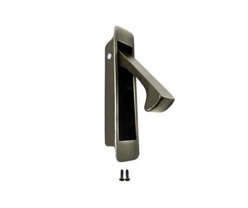 Image of QCAA Forged Solid Brass Edge Pull, Sliding Pocket Door Pull Handle, Antique Brass, 1 Pack, Made in Taiwan