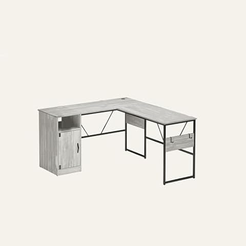 Daisybreath Standing Desk 95.2" Long and Large Reversible Office Desk 60" Corner Computer Desk with Storage File Cabinet Cover