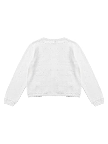 Kids Girls Long Sleeve Lace Kint Shrug Bolero Cardigan Shrug Beaded Short Cardigan Dress Cover Up4