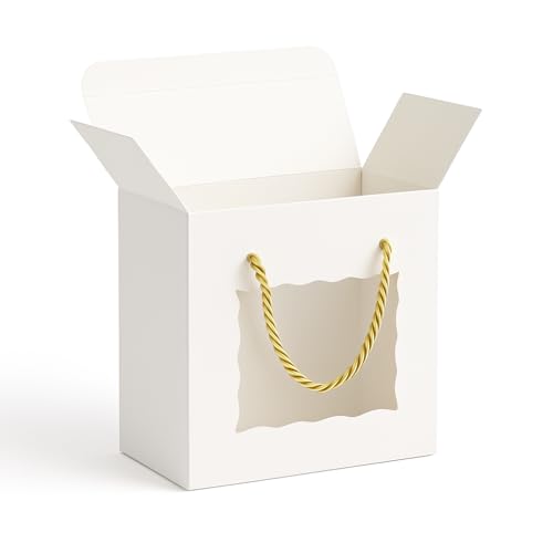 Boîtes cadeaux en papier avec poignée mudrit lot de 10 boîtes carrées 20x20x10 cm